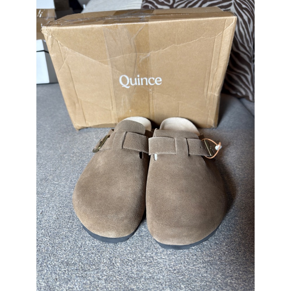 Quince Water Repellent Suede Clog Mule Cafe Brown Womens 7 LB51769-NJLEAN001